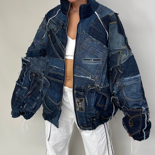 Denim Patchwork Jacket Blue