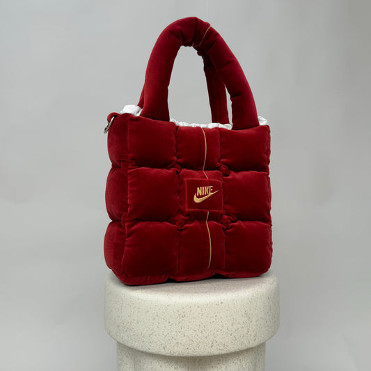 Everyday Red Velour Puffer Bag